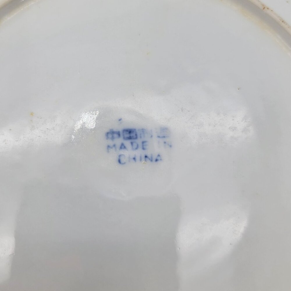 Blue & White Fish Porcelain Plates Set Of 2 - Picture 3 of 6